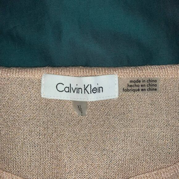 NWOT Calvin Klein Gold Metallic Bell Sleeved Sweater - XL - Picture 7 of 7